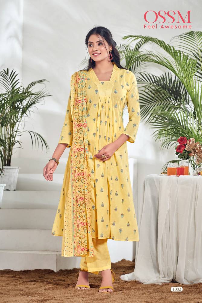 Summer Shades By Ossm Cotton Printed Kurti With Bottom Dupatta Wholesale Market In Surat
